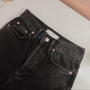 Topshop washed black split hem jeans